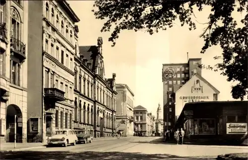 Ak Gera in Thüringen, Postamt, Hochhaus, Straße des 7. Oktober, Sachsenring Trabant