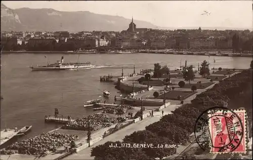Ak Genève Genf Schweiz, Hafen, Dampfer