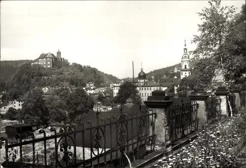 Ak Greiz im Vogtland, Teilansicht, Burg, Kirchturm