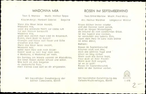 Ak Schlagersänger Peter Manuel, Rosen im Septemberwind, Madonna mia, Portrait