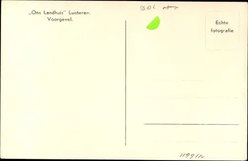 Ak Lunteren Ede Gelderland, Ons Landhuis, Voorgevel