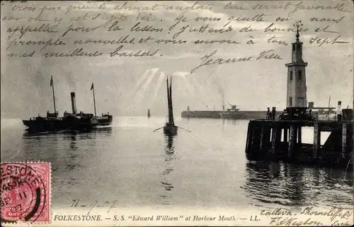 Ak Folkestone Kent England, Edward William at Harbour Mouth