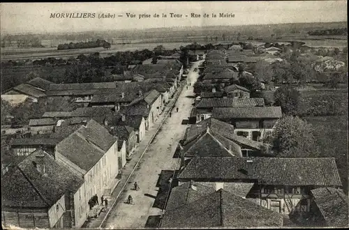 Ak Morvilliers Aube,  Rue de la Mairie, Panorama