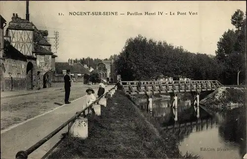 Ak Nogent sur Seine Aube, Pavillon Henri IV, Pont Vert