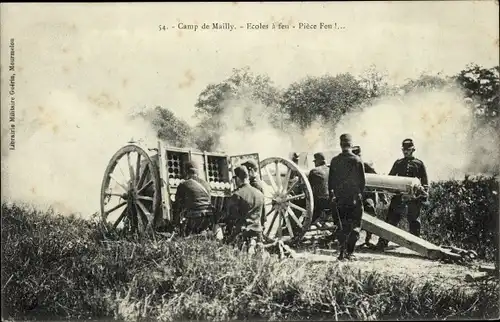 Ak Mailly le Camp Aube, Französisches Geschütz, Soldaten