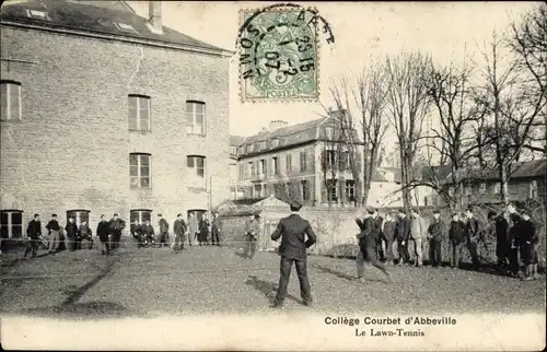 Ak Abbeville Somme, College Courbet, Rasen-Tennis