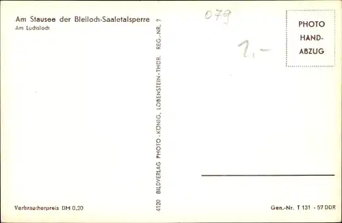 Ak Saalburg in Thüringen, Luchsloch, Blick auf Stausee der Bleiloch-Saaletalsperre