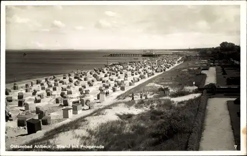 Ak Ostseebad Ahlbeck Heringsdorf auf Usedom, Strand, Promenade