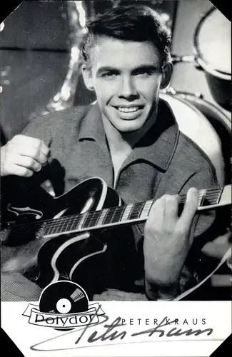 Ak Sänger und Schauspieler Peter Kraus, Portrait, Gitarre, Autogramm