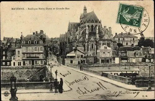Ak Gemeinde Mayenne, Basilika Notre Dame, Grande Rue