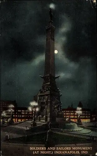 Ak Indianapolis Indiana USA, Soldiers' and Sailors' Monument