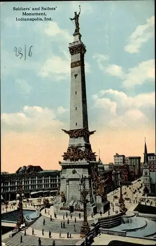 Ak Indianapolis Indiana USA, Soldiers' and Sailors' Monument