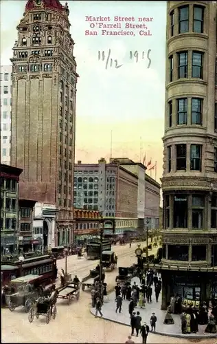 Ak San Francisco Kalifornien USA, Market Street, O'Farrell Street