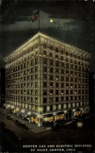 Ak Denver Colorado USA, Denver Gas and Electric Building, Nacht