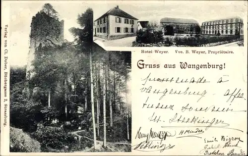 Ak Wangenbourg Wangenburg Elsass Bas Rhin, Hotel Weyer, Ruine