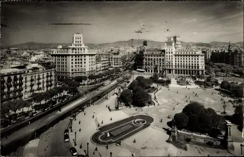 Ak Barcelona Katalonien Spanien, Plaza de Cataluña, Plaça de Catalunya