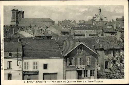 Ak Stenay Lorraine Meuse, Blick vom Stadtteil Desvaux Saint Maurice