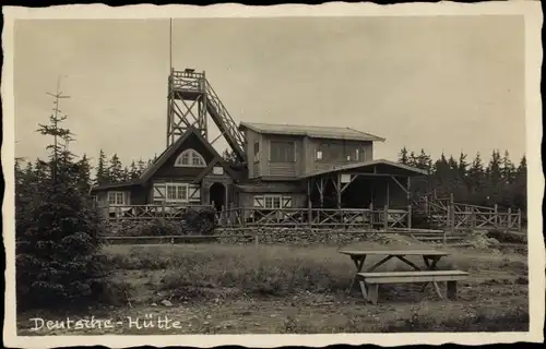 Foto Ak Manebach Ilmenau in Thüringen, Deutsche Hütte Heidenberg