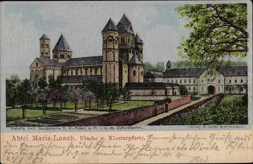 Luna Ak Glees in der Eifel, Abtei Maria Laach, Kirche, Klosterpforte