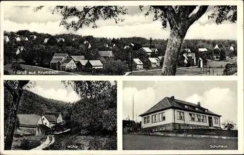 Ak Krumbach Limbach, Mühle, Schulhaus, Panorama