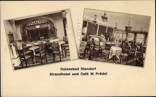 Ak Niendorf Timmendorfer Strand Ostholstein, Blick in das Strandhotel, Inh. W. Prödel