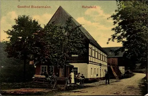 Ak Rehefeld Zaunhaus Altenberg im Erzgebirge, Gasthof Biedermann