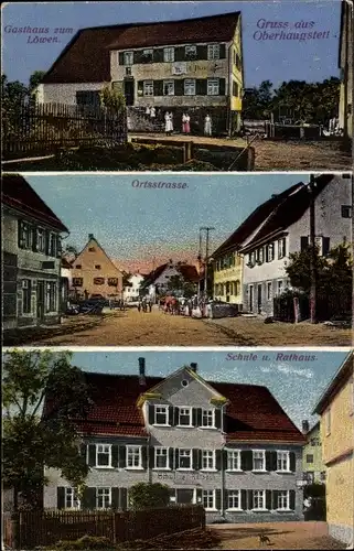 Ak Oberhaugstett Neubulach im Schwarzwald, Gasthaus zum Löwen, Schule, Rathaus