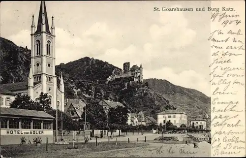 Ak Sankt Goarshausen am Rhein, Burg Katz