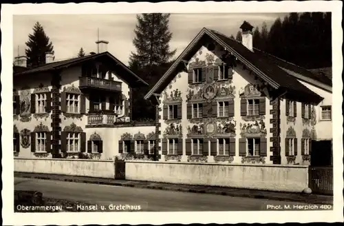 Ak Oberammergau in Oberbayern, Hänsel u. Gretelhaus, Verzierung, Außenanicht
