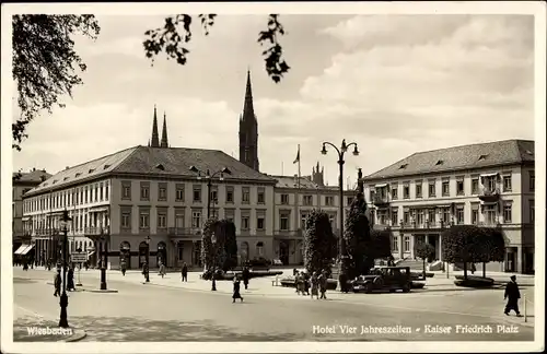 Ak Wiesbaden, Hotel Vier Jahreszeiten, Kaiser Friedrich Platz