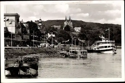 Ak Remagen am Rhein, Hotel, Schiffe, Dampferanlegestelle