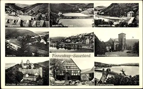 Ak Finnentrop Sauerland, Illeschlade, Schloss Schnellenberg, Bamenohl, Bauernhaus, Listertalsperre