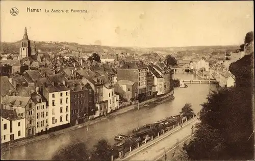 Ak Namur Wallonien, La Sambre und Panorama