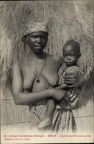 Ak Dakar Senegal, Frau mit Baby