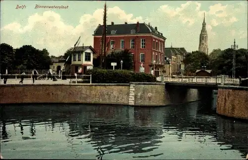 Ak Delft Südholland Niederlande, Binnenwatersloot