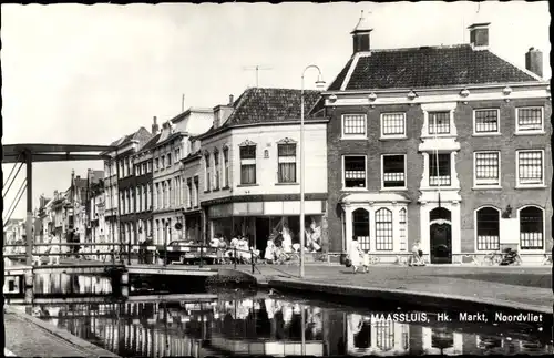 Ak Maassluis Südholland, Hk. Markt, Noordvliet