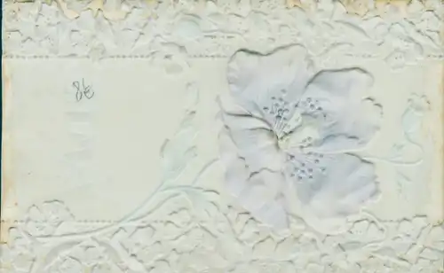 Präge Zelluloid Ak Blühende Blume, Kitsch
