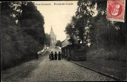 Ak Bon Secours Bonsecours Péruwelz Hennegau, Route de Conde