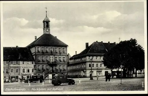 Ak Bischofswerda in Sachsen, Rathaus, Marktplatz