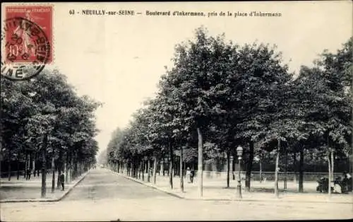 Ak Neuilly sur Seine Hauts de Seine, Boulevard Inkermann, pris de la place d'Inkermann