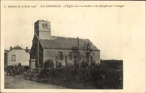 Ak La Chapelle Maine et Loire ?, Cyclone du 9 Aout 1905, L'Eglise