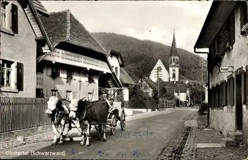 Ak Glottertal im Schwarzwald, Straßenpartie, Kirche