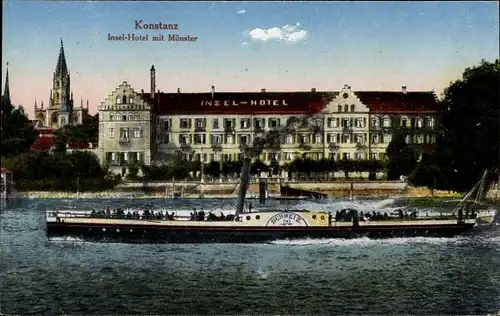 Ak Konstanz am Bodensee, Insel Hotel, Münster