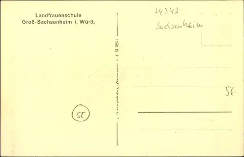 Ak Großsachsenheim Sachsenheim in Württemberg, Landfrauenschule, Großes Wohnzimmer