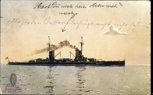 Künstler Ak Lindemann Frommel, Karl, Deutsches Kriegsschiff, SMS Friedrich der Große