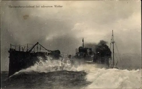 Ak Deutsches Kriegsschiff, Hochseetorpedoboot bei schwerem Wetter
