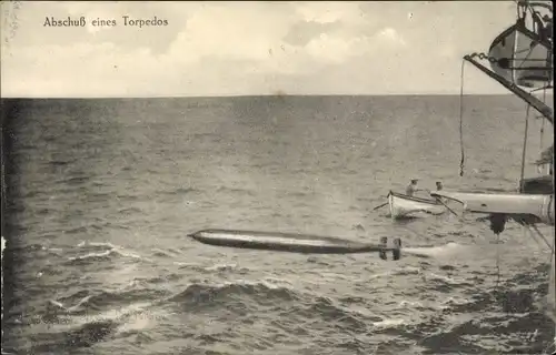 Ak Abschuss eines Torpedos, Deutsches Kriegsschiff, Kaiserliche Marine