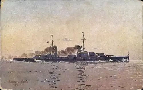 Künstler Ak Lindemann Frommel, Deutsches Kriegsschiff, SMS König, Kaiserliche Marine