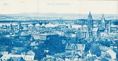 Klapp Ak Mainz am Rhein, Panorama vom Stephansturm gesehen