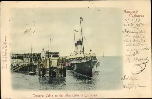 Ak Nordseebad Cuxhaven, Alte Liebe, Dampfer Cobra, HAPAG Seebäderdienst